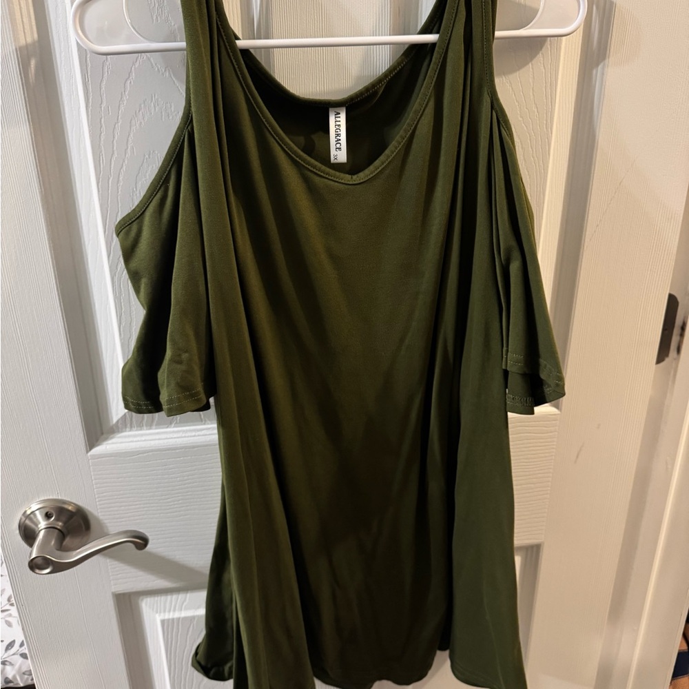 Allegrace olive cold shoulder top